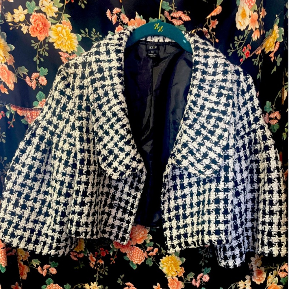 🖤Black &White TWEED PLAID CROPPED JACKET